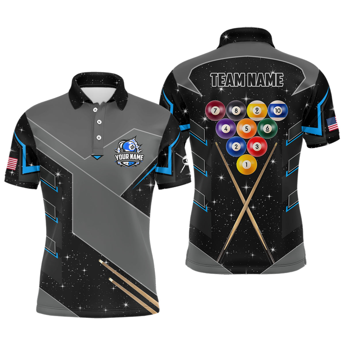 Personalized 10 Ball Pool Billiard Polo Shirts For Men Custom 10 Ball Billiards Attire Jerseys TDM0959