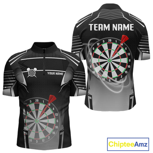 Black And White Dartboard Lights Custom Darts Polo & Quarter Zip For Men, 3D Darts Team Jersey TDM4802