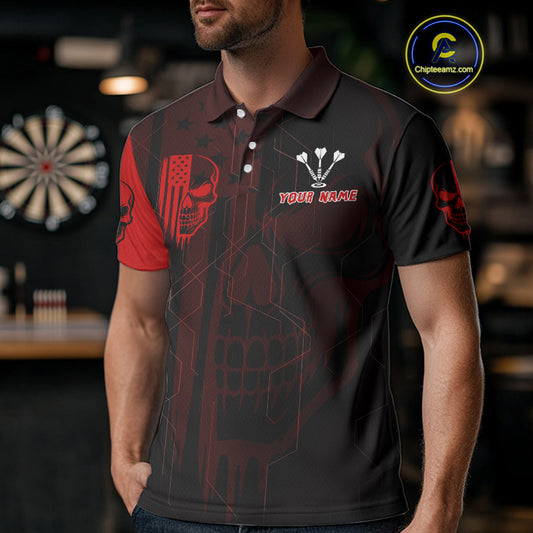Custom Darts Team Polo Shirt For Men Red Flame Dartboard - Darts Jersey NYN0702
