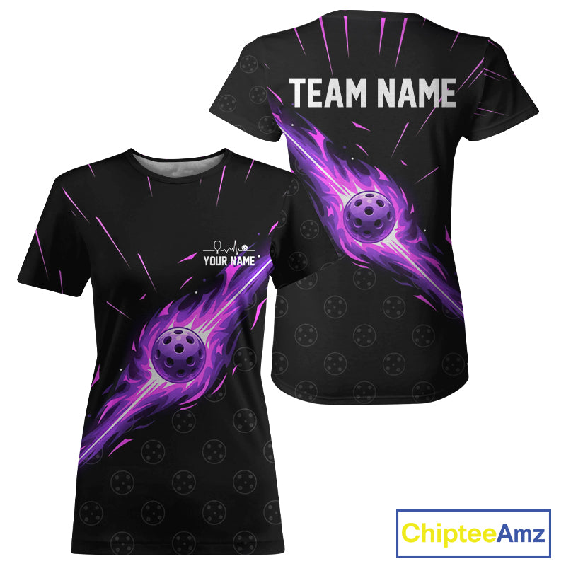 Custom Lightning Purple Pickleball Ball T-Shirt Women's Pickleball Tournament Shirt NYN1881