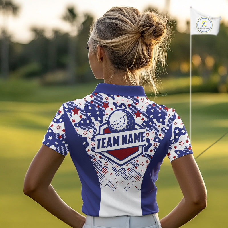 Womens Golf Polo Shirt Camouflage US Flag Custom Patriotic Golf Team Shirts For Women, Golf Gifts NYN2916