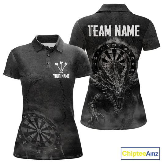 Custom Dragon Darts Shirt For Women With Cracked Stone, Dragon Grey Smoke Darts Team Jersey NYN3946