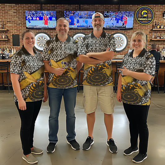 Custom Funny Gold Bee Silver Triangle Darts Quarter-Zip Shirt For Women Funny Dart League Jerseys NYN2176