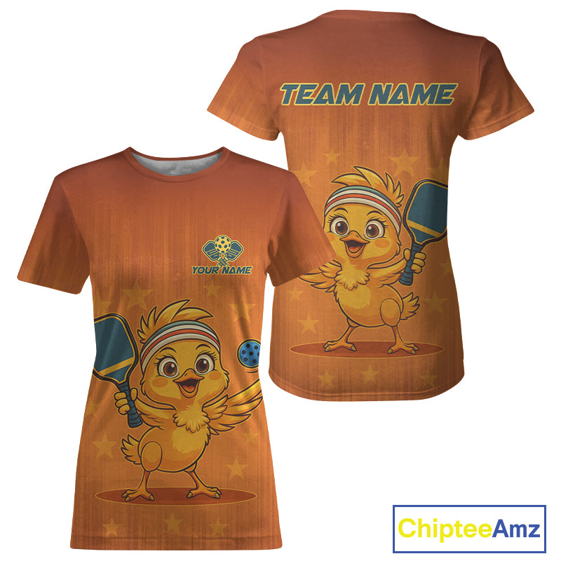 Custom Chicken Orange And Blue Funny Pickleball T-Shirt For Women Outfits Pickleball Jersey NYN1375