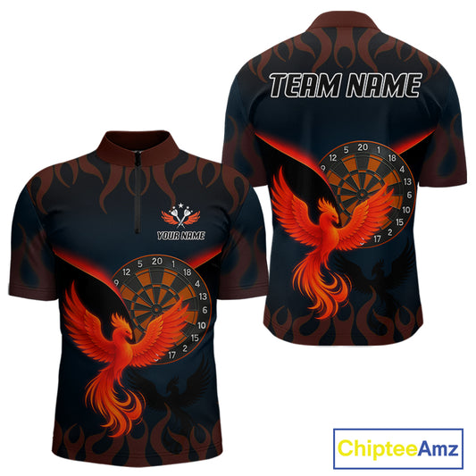 Phoenix Flame Dartboards Men's Darts Shirt - Custom Name & Team Jersey | Opt1 - Orange NYN0636