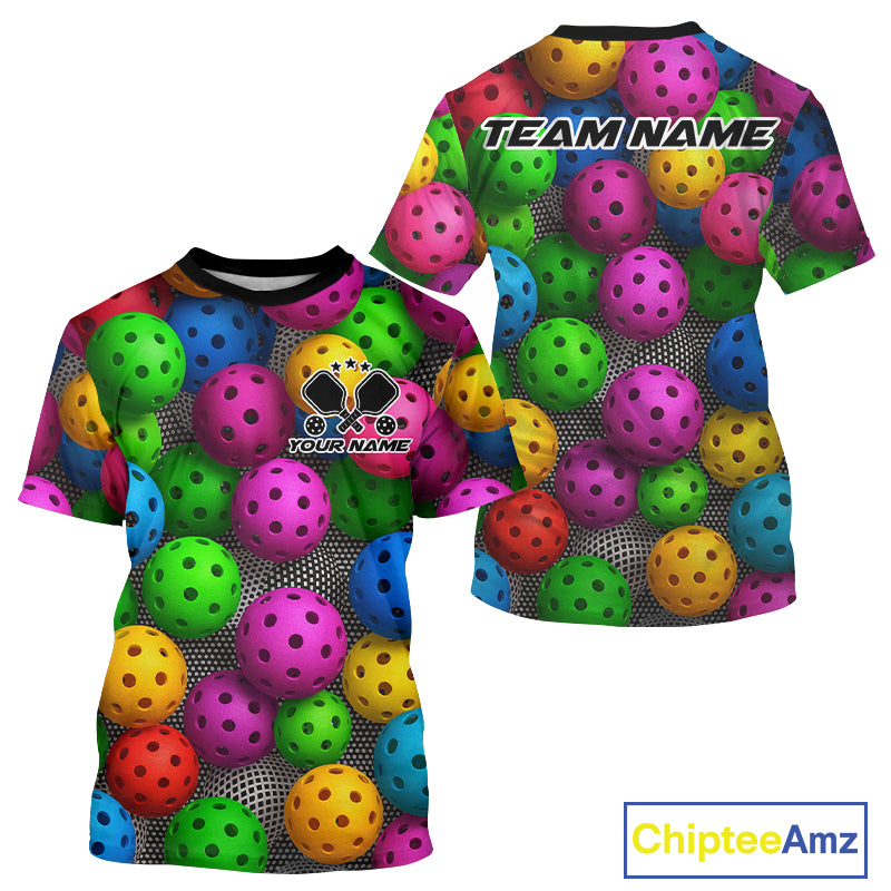 Custom Multi-Color Pickleball Ball T-Shirt For Men Outfits Pickleball Team Shirt NYN1240