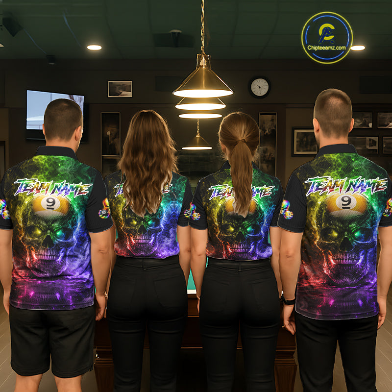 Fire Flame Skull Pool 8 Ball & 9 Ball Billiard Shirt For Women Custom Billiard Team Attire|Colorful NYN2665
