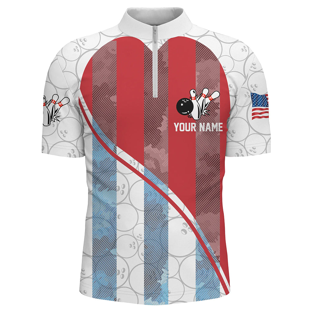 Bowling Shirt for Men Bowling Tournament Jersey Unisex 1/4 Zip Bowling Shirt QZT273