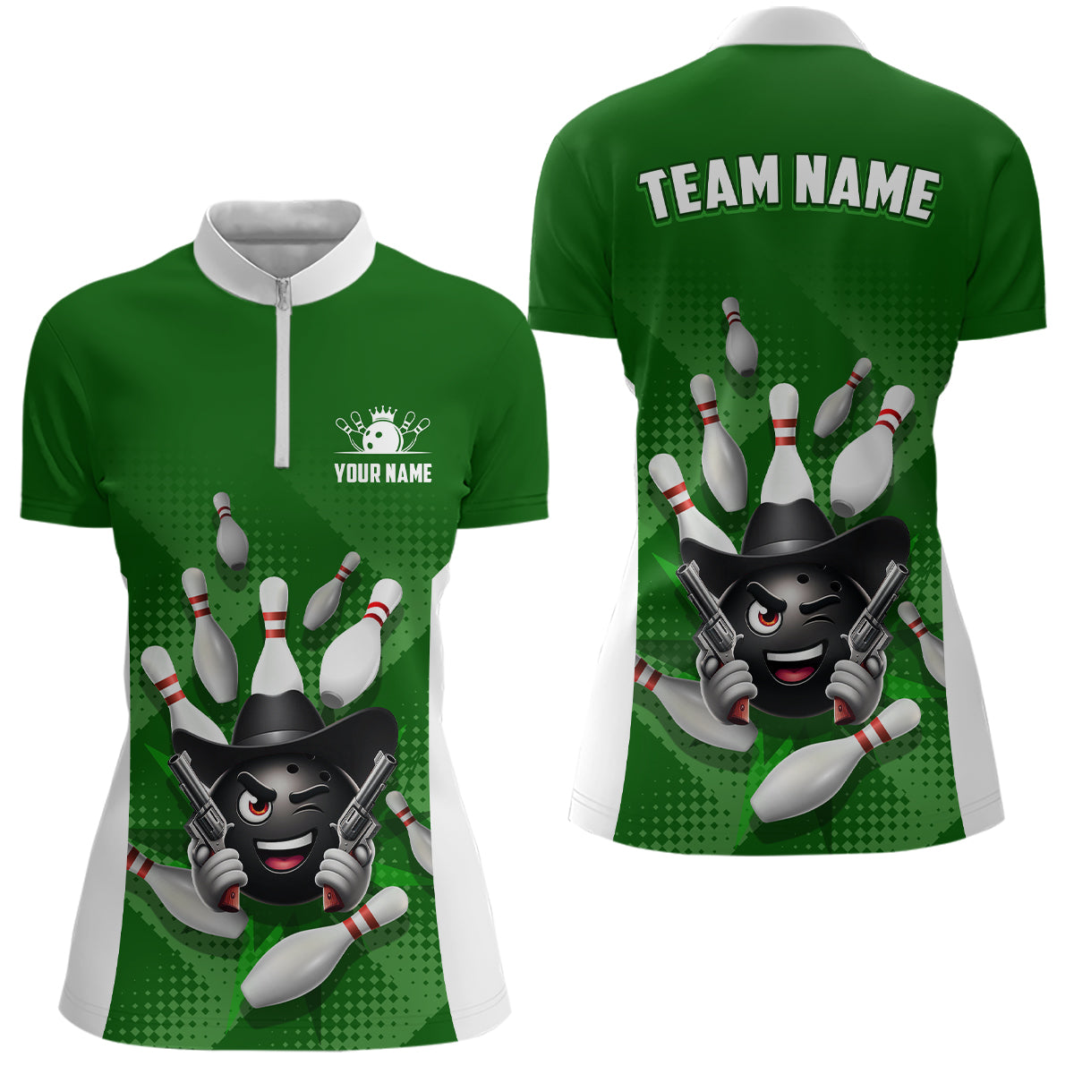 Personalized Funny Bowling Shirt Bowling Jersey for Women Quarter-Zip Bowling Team League QZT409