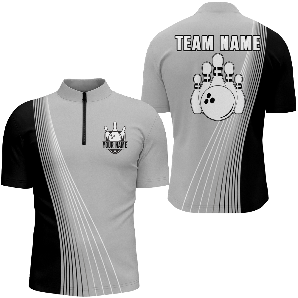 Camo Bowling Quarter-Zip Shirt Custom Bowling Jersey for Men Bowling Team League QZT233