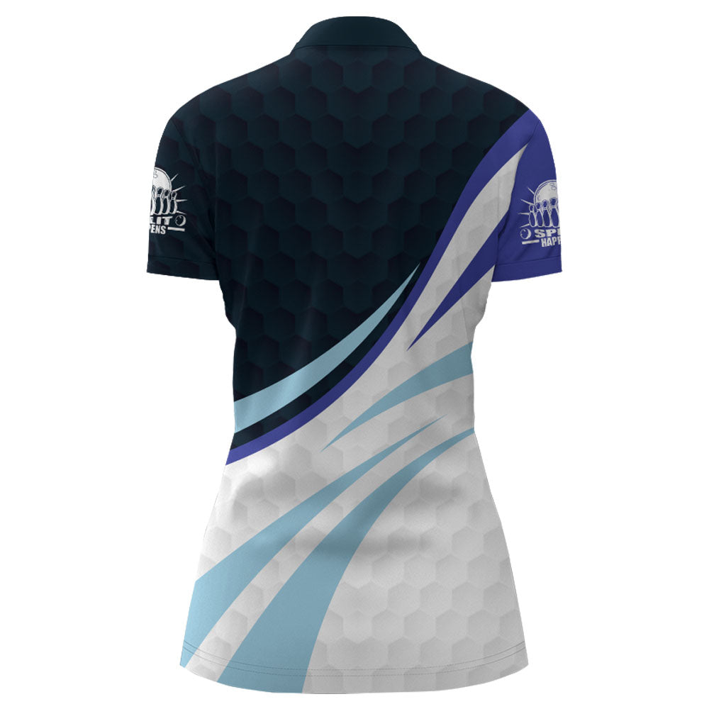 Black&Blue Bowling Jersey For Women Personalized Bowling Quarter-Zip Shirt BDT277