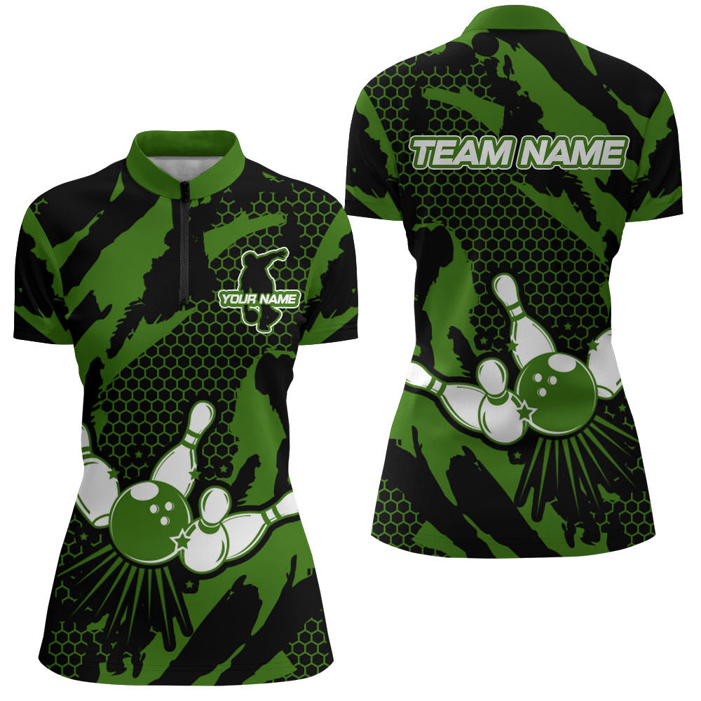 Bowling Jerseys For Women Custom Bowling Quarter-Zip Shirt Team League Bowling Shirts BDT326