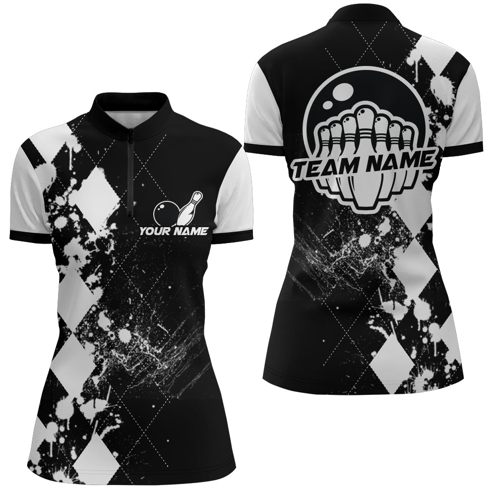 Bowling Quarter-Zip Shirts Women Bowling Team League Jersey Custom Bowling Shirt BDT219