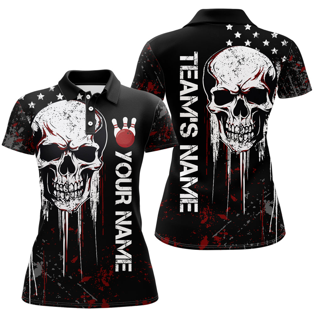 Red Skull Bowling Shirts Men & Women Custom Halloween Bowling Jersey Team Polo BDT554