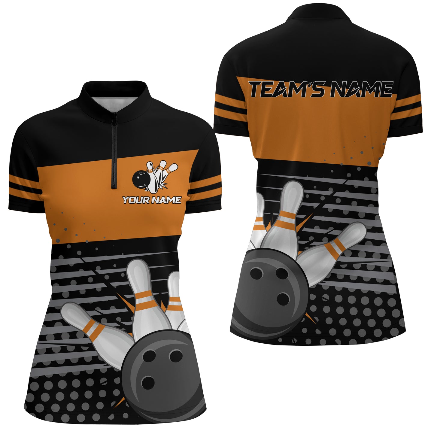 Bowling Quarter-Zip Shirts Women Bowling Team Jersey Custom Bowling Shirt BDT223