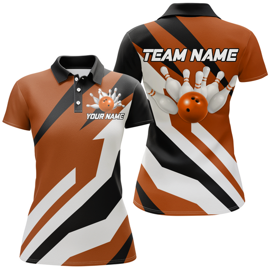 Orange Bowling Polo Shirts Unisex Custom Bowling Jersey for Men & Women Bowling Team League BDT553