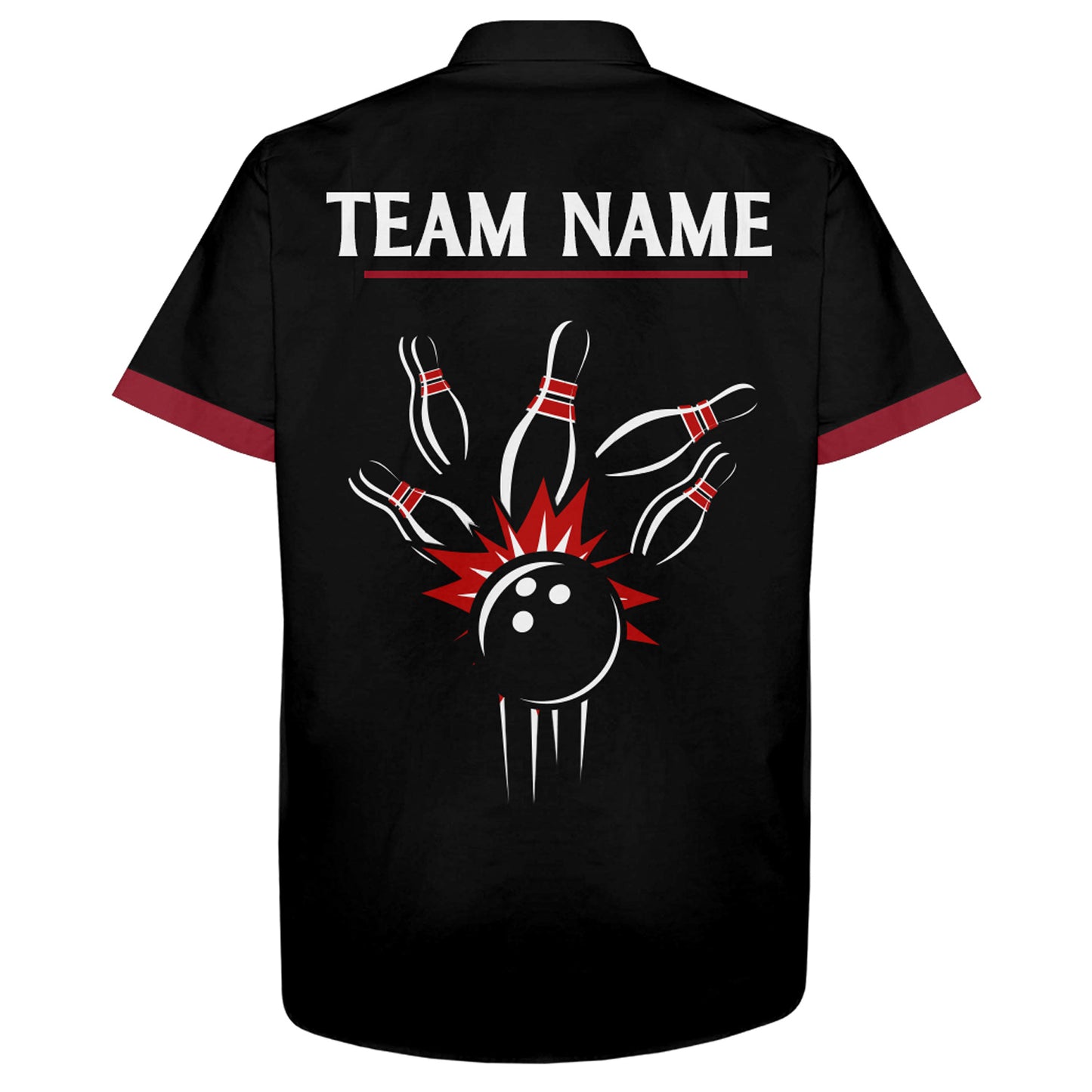 Black&Red Bowling Shirt For Men & Women Custom Retro Bowling Jersey Hawaiian Bowling League Shirt BDT350
