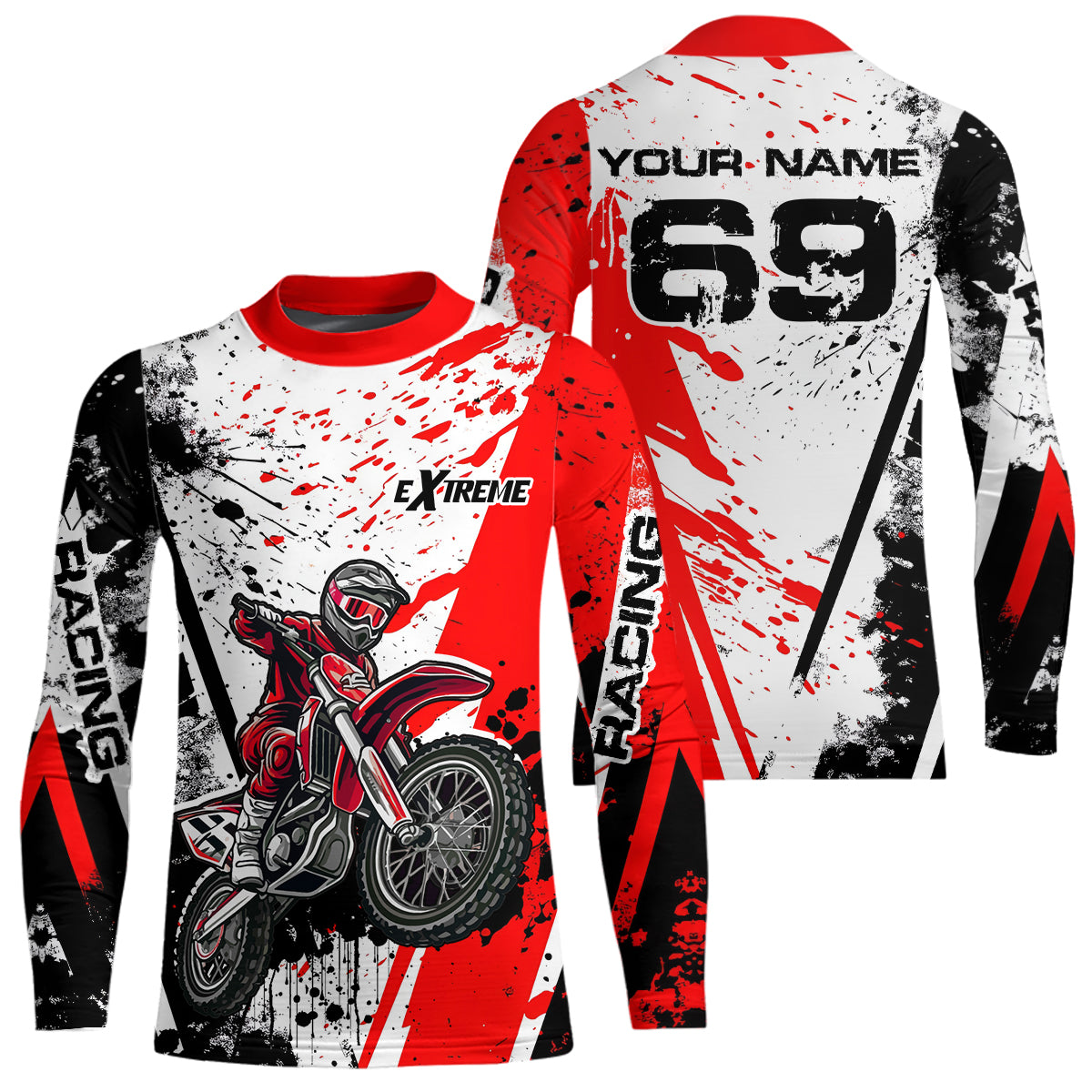 Dirt Bike Motocross Racing Jersey Red Upf30+ Motorcycle Shirt For Kid Men Women XM313