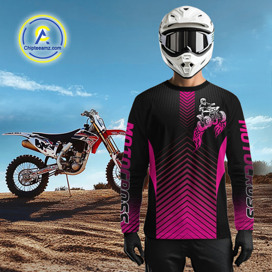 Pink ATV Riding Jersey Custom Quad Bike Jersey for Men Kid Women ATV Racing Shirt MX105