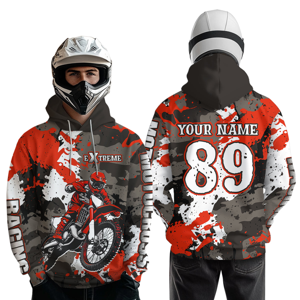 Camo Red Motocross Hoodie Men Women Dirt Bike Racing Hoodie Custom Riding Shirt MH164