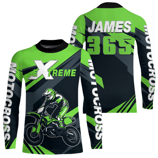 Custom Green Motocross Jersey Dirt Bike Shirt Men for Kid Women Motorcycle Shirts XM341