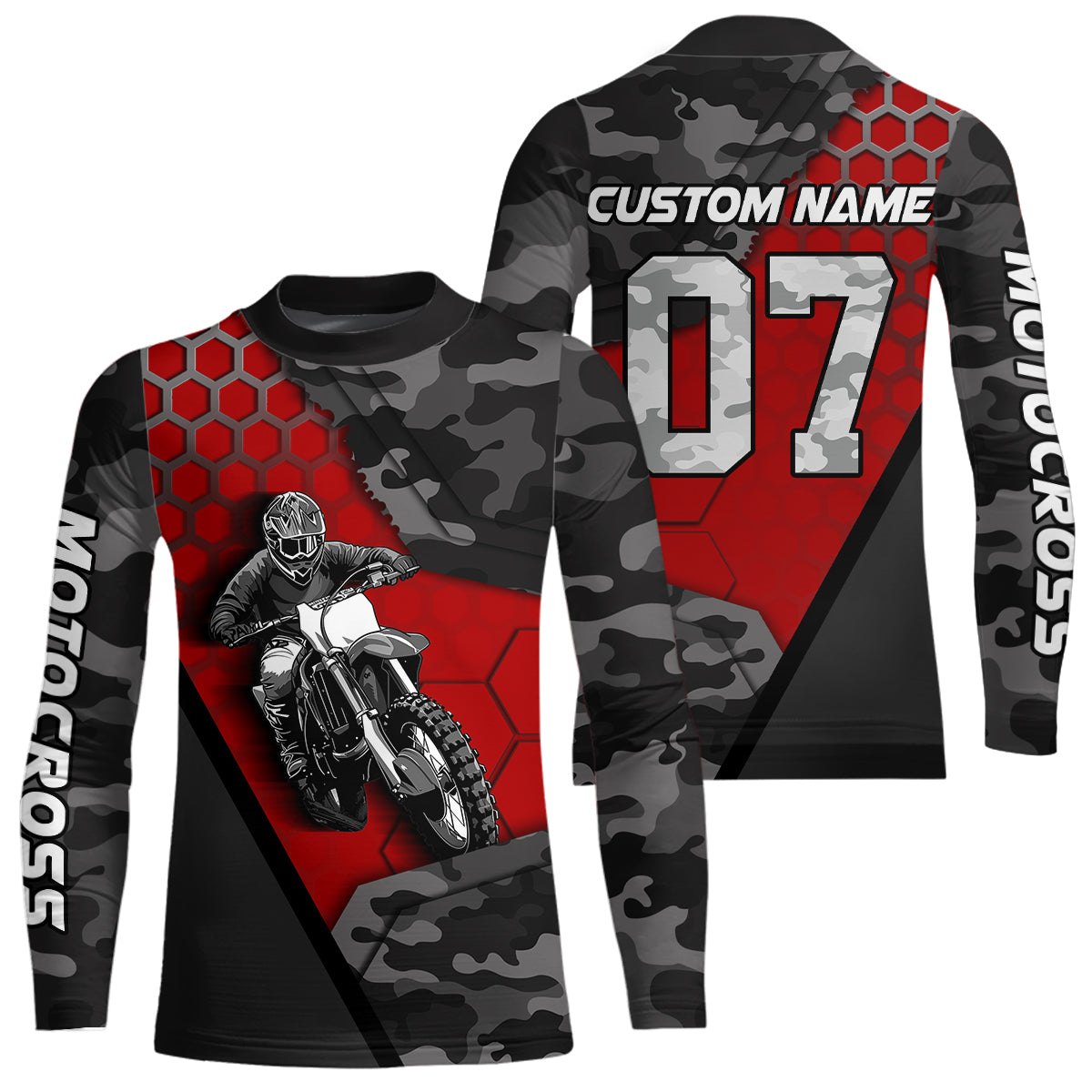 Red Motocross Jersey Upf30+ Custom Dirt Bike Jersey Mens Women Off-Road Jersey Adult&Kid| CTP45