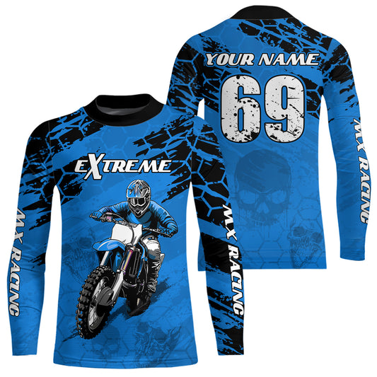 Custom Blue Motocross Jersey for Men Women Upf30+ Dirt Bike Shirt Motorcycle Jersey| CTP71
