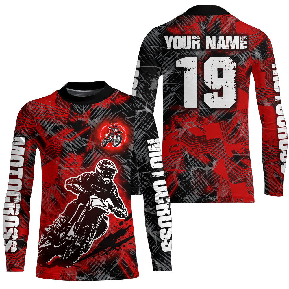 Adult&Kid Red Custom Dirt Bike Jersey Motocross Jersey Upf30+ Motocross Shirt| CTP90