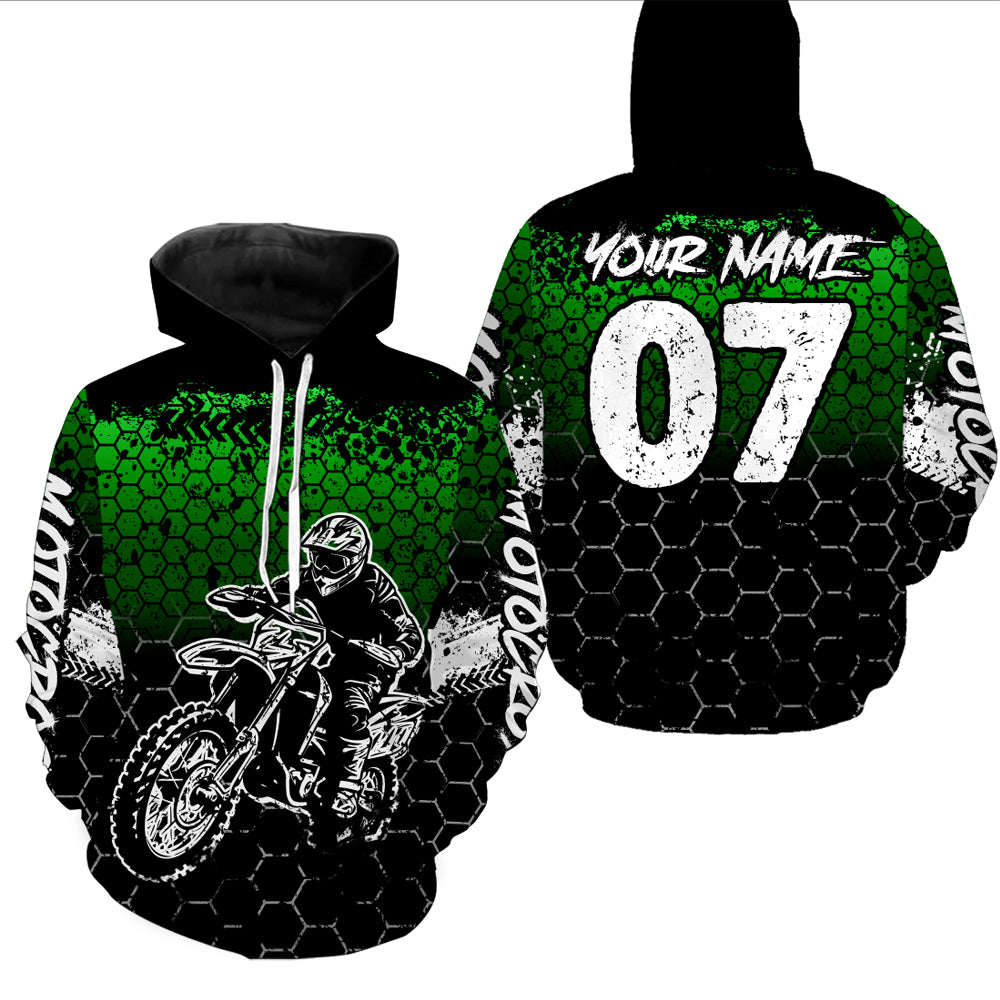Green Motocross Jersey Upf30+ Custom Dirt Bike Jersey Mens Women Off-Road Jersey Adult&Kid| CTP04