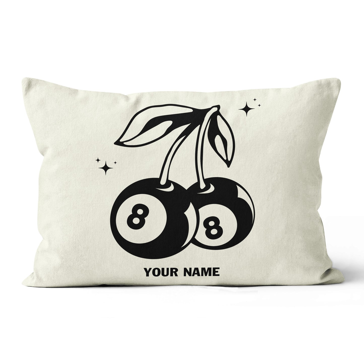 Personalized 8 Ball Cherry Billiards Pillows Custom Beige White Pillow TDM0742