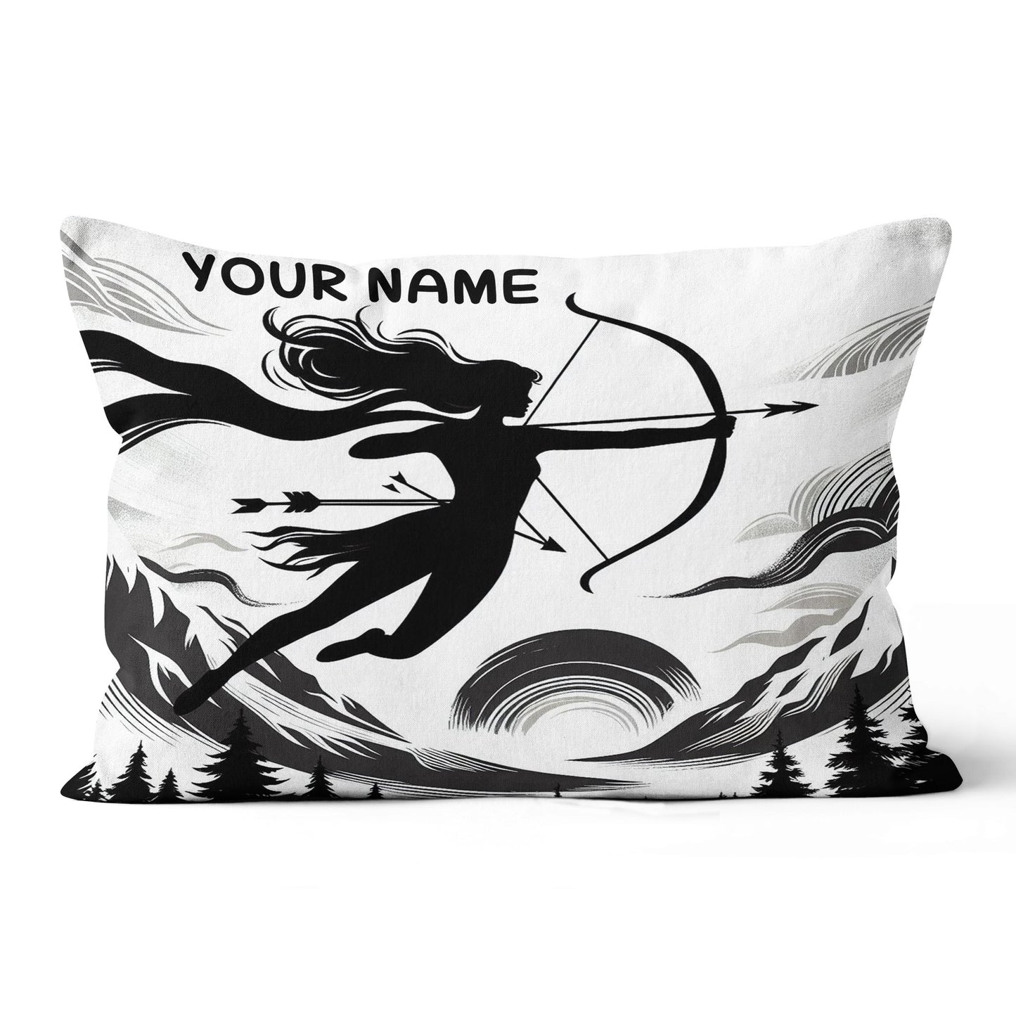 Custom Black White Funny Women Archer Pillow, Archery Decorative Pillows TDM0824