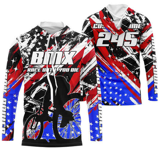 Race until you die Custom patriotic BMX racing jersey UPF30+ Adult kid cycling gear USA bike shirt| SLC78