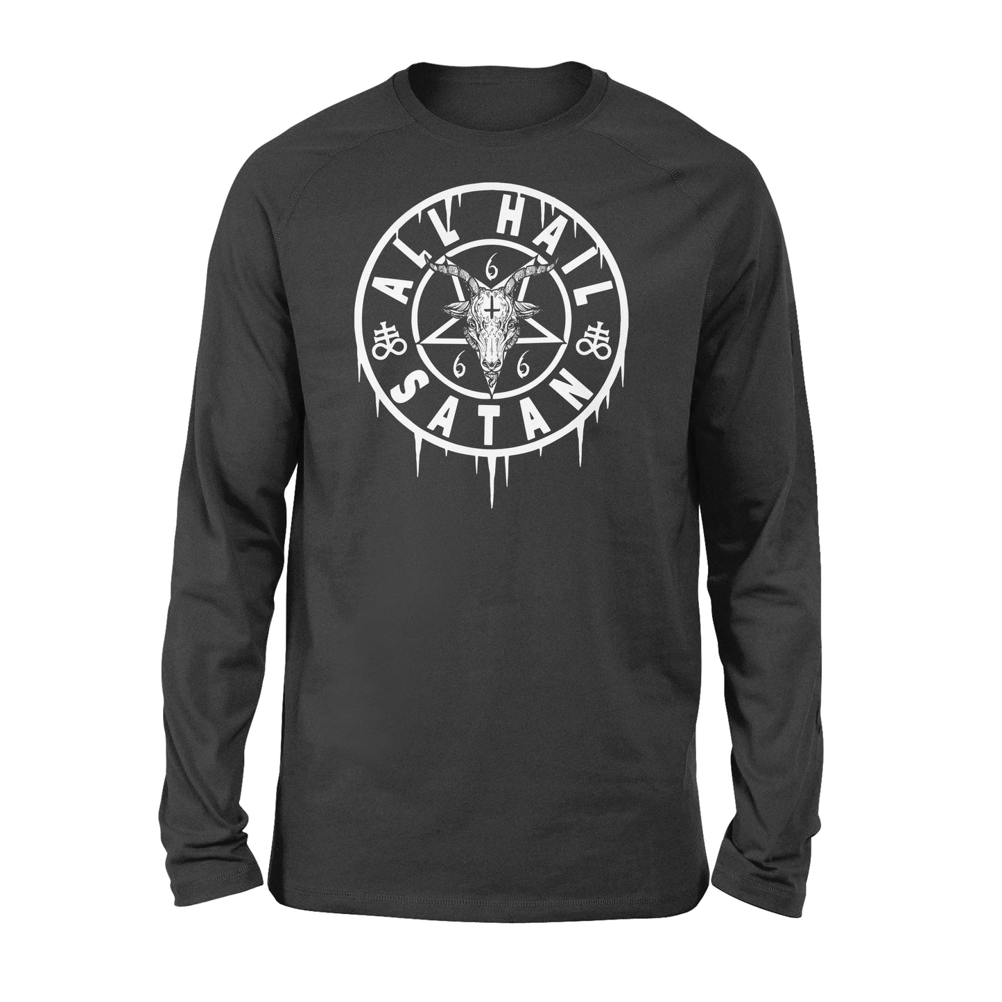 ALL HAIL SATAN, OCCULT TSHIRT, SATANIC SHIRT, BAPHOMET - Standard Long Sleeve