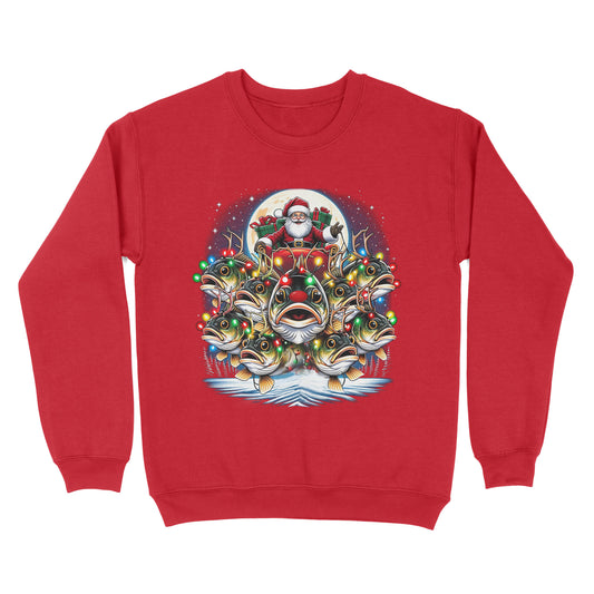 Sweatshirt - Nine Bass fish as Santa's Reindeer