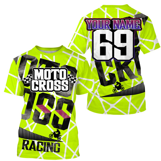 Motocross Racing Jersey Personalized UPF30+, Motorcycle Dirt Bike Racing Off-Road Riders Racewear| NMS432