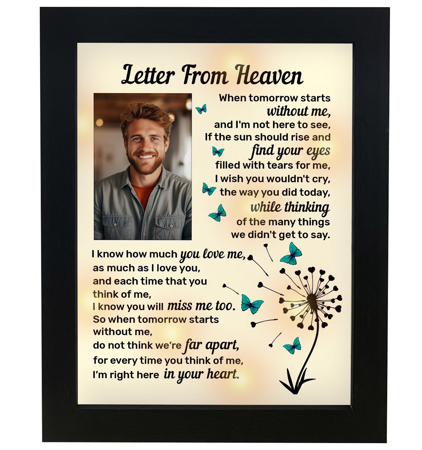 Memorial Shadow Box Letter from Heaven Sympathy Picture Frame Gifts for Loss of Loved One 2x3 Photo TND7