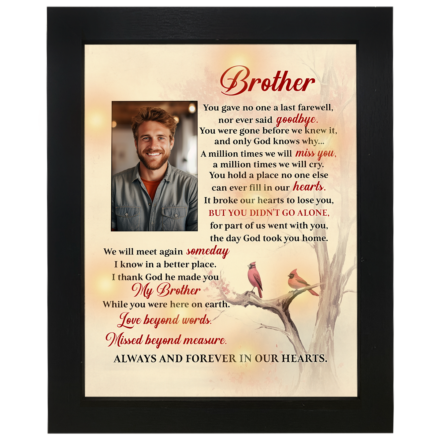 Brother Memorial Shadow Box Memorial Gifts for Loss of Brother, Picture Frame in Memory of Brother TND10
