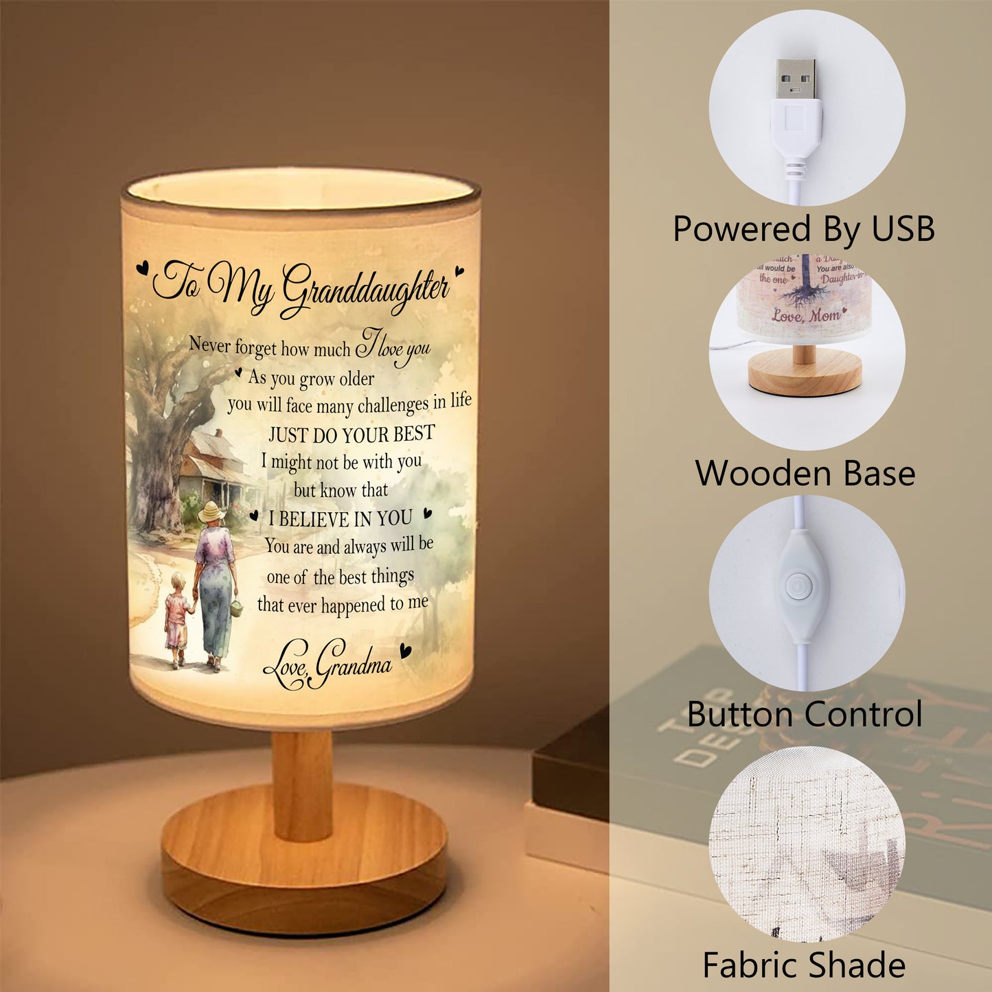 Granddaughter Table Lamp Granddaughter Gifts from Grandma, Granddaughter and Grandma Lamp CTNT1
