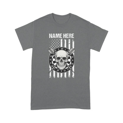 Grunge Darts American Flag Skull T-Shirts Custom Patriotic US Flag Dart Shirts, Darts Player Gifts TDM3908