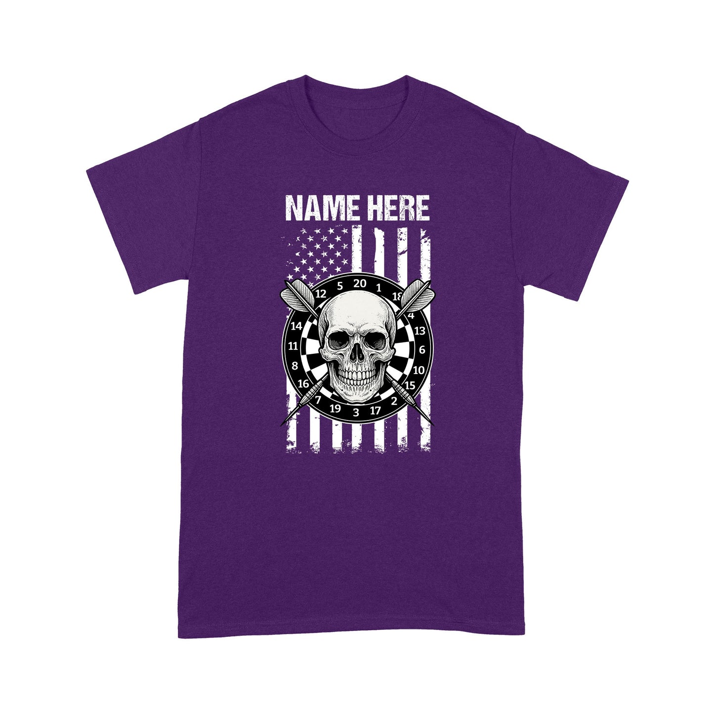Grunge Darts American Flag Skull T-Shirts Custom Patriotic US Flag Dart Shirts, Darts Player Gifts TDM3908