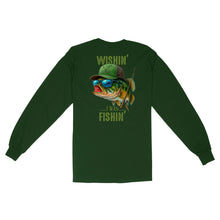 Load image into Gallery viewer, Funny Fishing Shirt Wishin' I Was Fishin Custom Name funny Bass fishing Long Sleeve D03 NQS9898