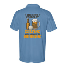 Load image into Gallery viewer, Funny Performance Polo Skull Golf shirt custom weekend forecast golfing with a chance of drinking DM04 NQS9880