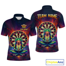 Load image into Gallery viewer, Custom Zen Frog Dart Shirts for Men Menditation Style Dart Jersey Polo &amp; 1/4Zip Dartboard Shirt DHT20