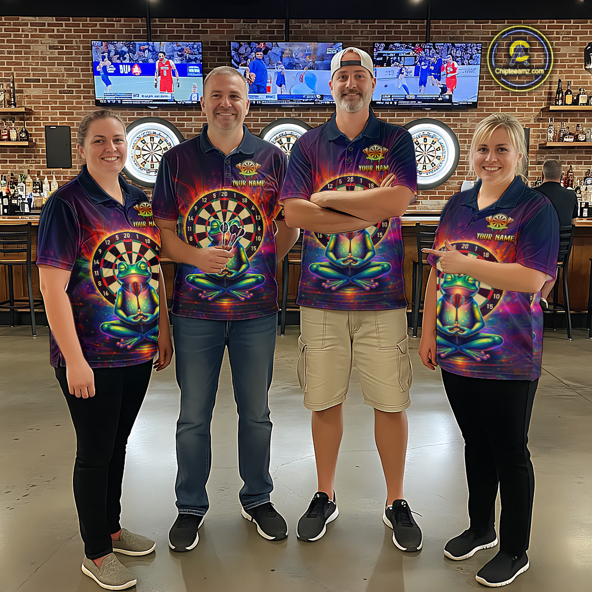 Custom Zen Frog Dart Shirts for Men Menditation Style Dart Jersey Polo & 1/4Zip Dartboard Shirt DHT20