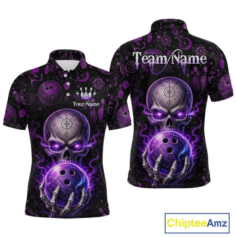 Custom Mystic Skull Bowling Shirt for Men Bowling League Jersey Polo & Quarter-Zip Outfit QZT1020