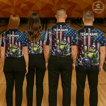 Load image into Gallery viewer, Custom American Flag Funny Beer Bowling Shirt for Women Patriotic Bowling League Jersey QZT1023