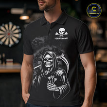Load image into Gallery viewer, Personalized Grim Reaper Dart Shirt for Men Dart League Jersey Dartboard Shirt Polo &amp; Quarter-Zip DHT1
