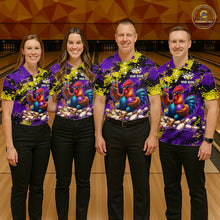 Load image into Gallery viewer, Purple &amp; Yellow Chicken Bowling Shirt for Men Custom Bowling Jersey Rooster Polo &amp; 1/4-Zip QZT1034