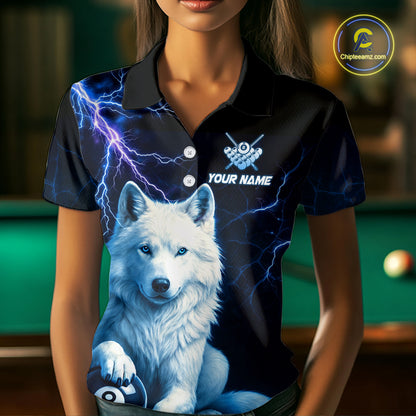 Custom Wolf 8 Ball Billiard Shirts for Women Billiard Jersey Polo & 1/4 Zip Pool Shirt BHT26