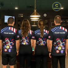 Load image into Gallery viewer, Custom Funny American Flag Chicken Billiard Shirt for Women Billiard Jersey Polo &amp; Quarter-Zip Pool Shirt BHT28